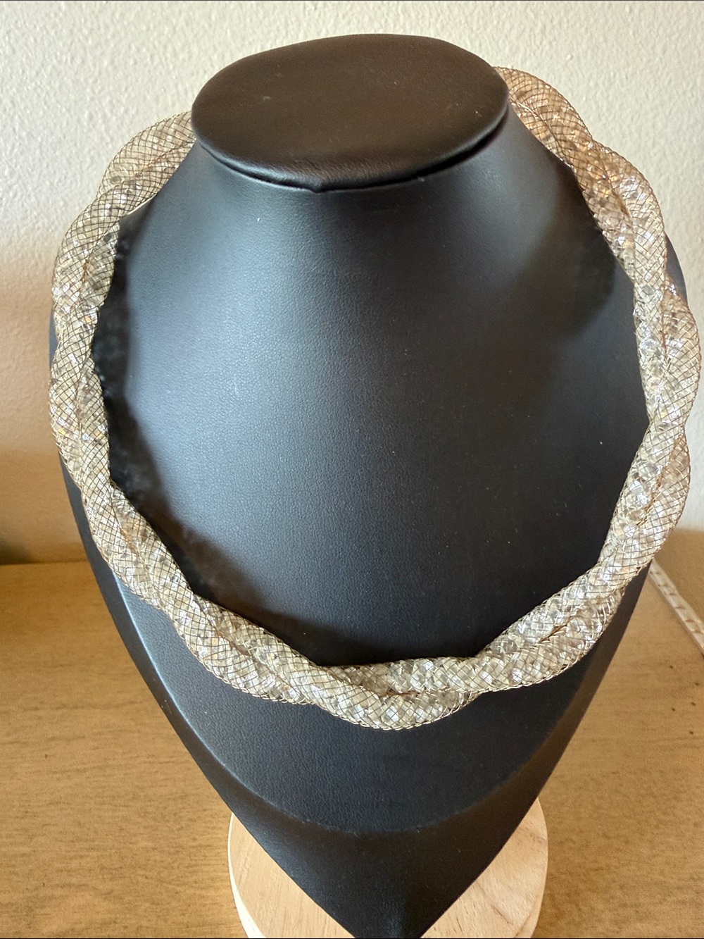 Braided Mesh Necklace in Gold Tone